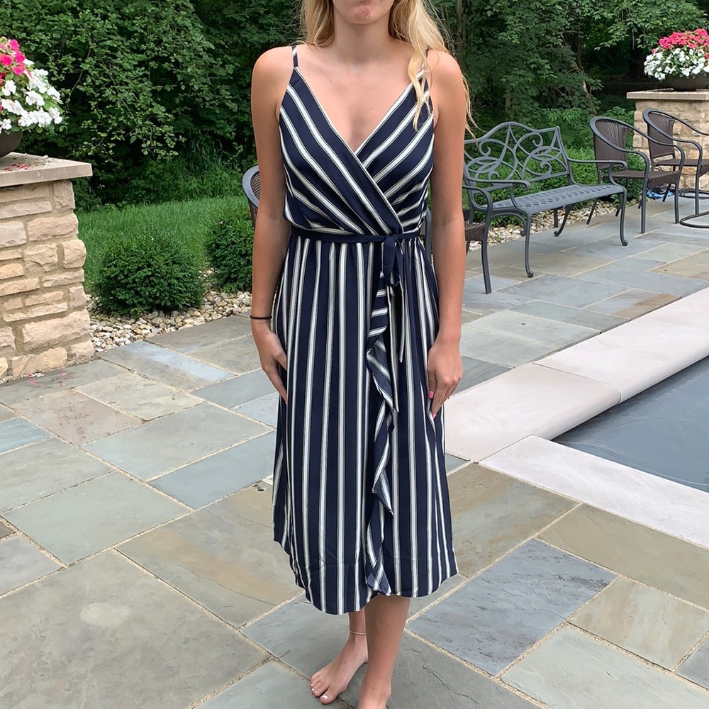LOFT Outlet striped wrap dress